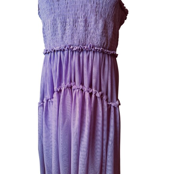 NWOT ASOS Size 10 Purple & Black Tiered Maxi Moto Boho Dress Chain Straps - Picture 6 of 16